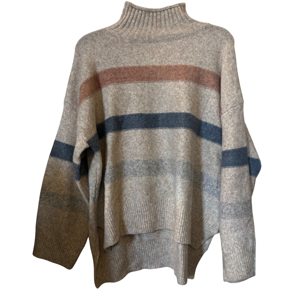 Fate Women's Juniors‎ Sweater XS Oversized Striped Crew Neck High Low Hem Knit